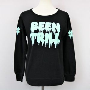Been Trill Mall Ratz Black and Aqua Drip Logo Sweatshirt Women’s Size S